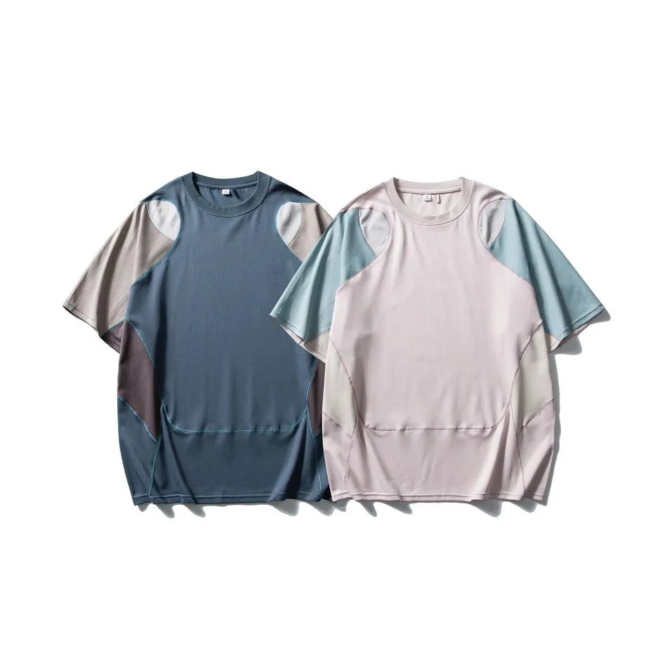 Men's loose fit cotton blend sports t-shirt in solid colour with short raglan sleeves.