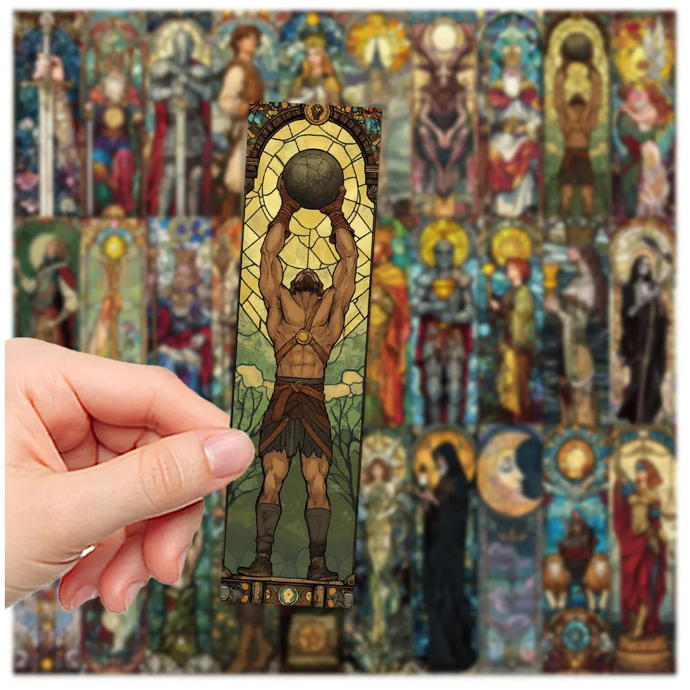 30 colourful painted glass tarot design paper bookmarks in cute homemade style