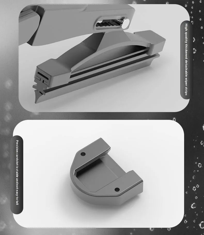 Black plastic motorcycle helmet wiper unit with a 65mm blade for visor clearing.