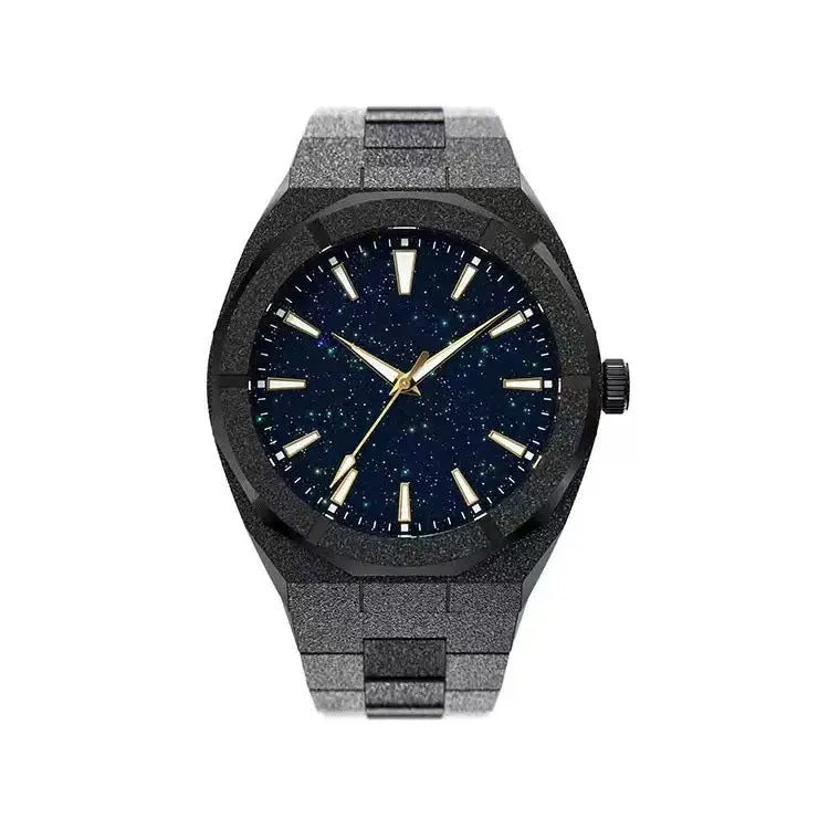 Men's business watch with stainless steel frosted finish and luminous markers in silver colour