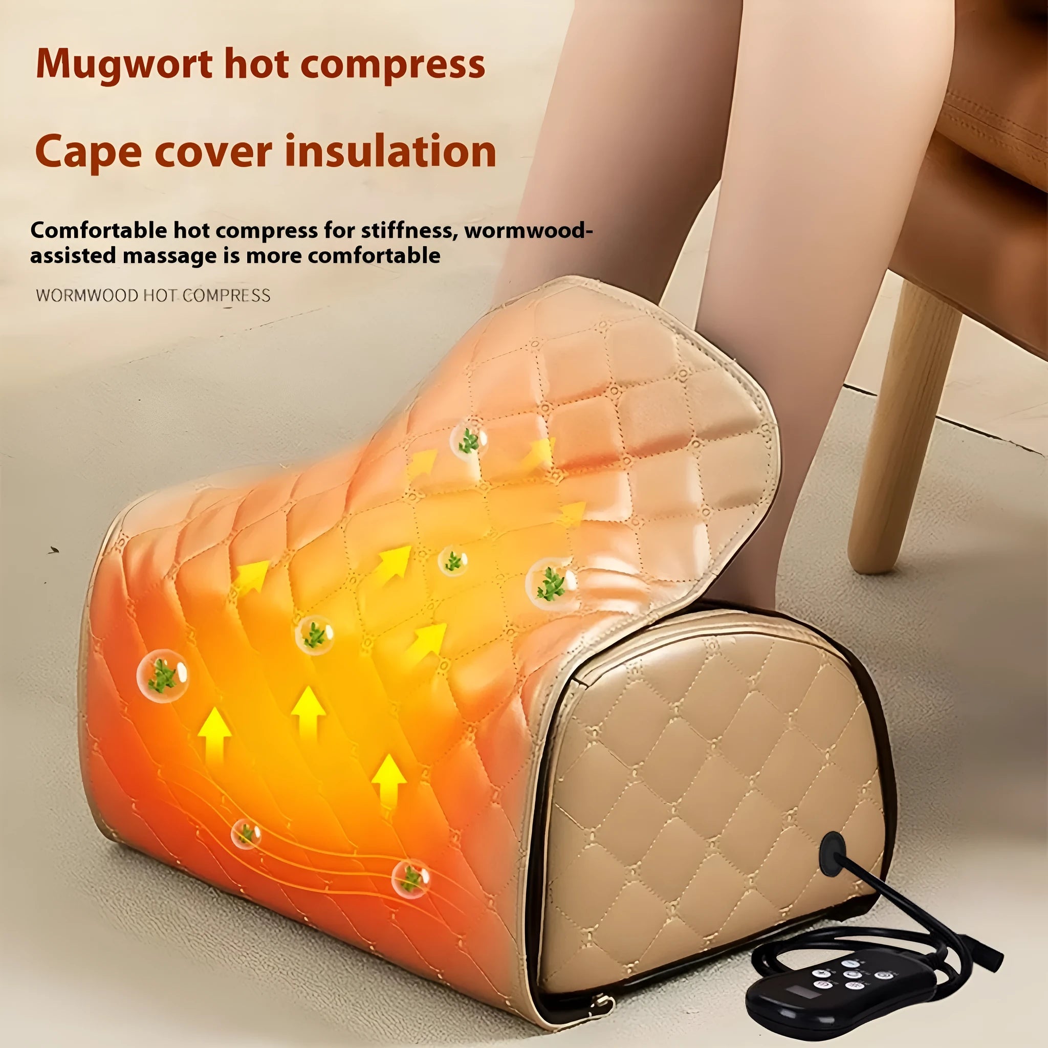 Household foot massager machine showing different colour options and massage modes