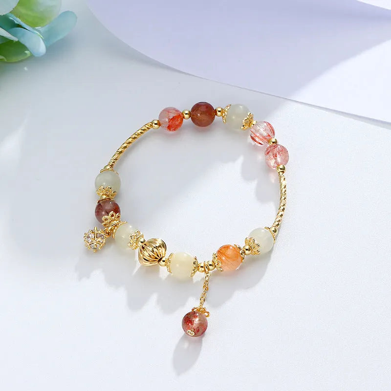Women's natural hair crystal bracelet with copper tube and fringed zircon in flower shape colour hair crystal