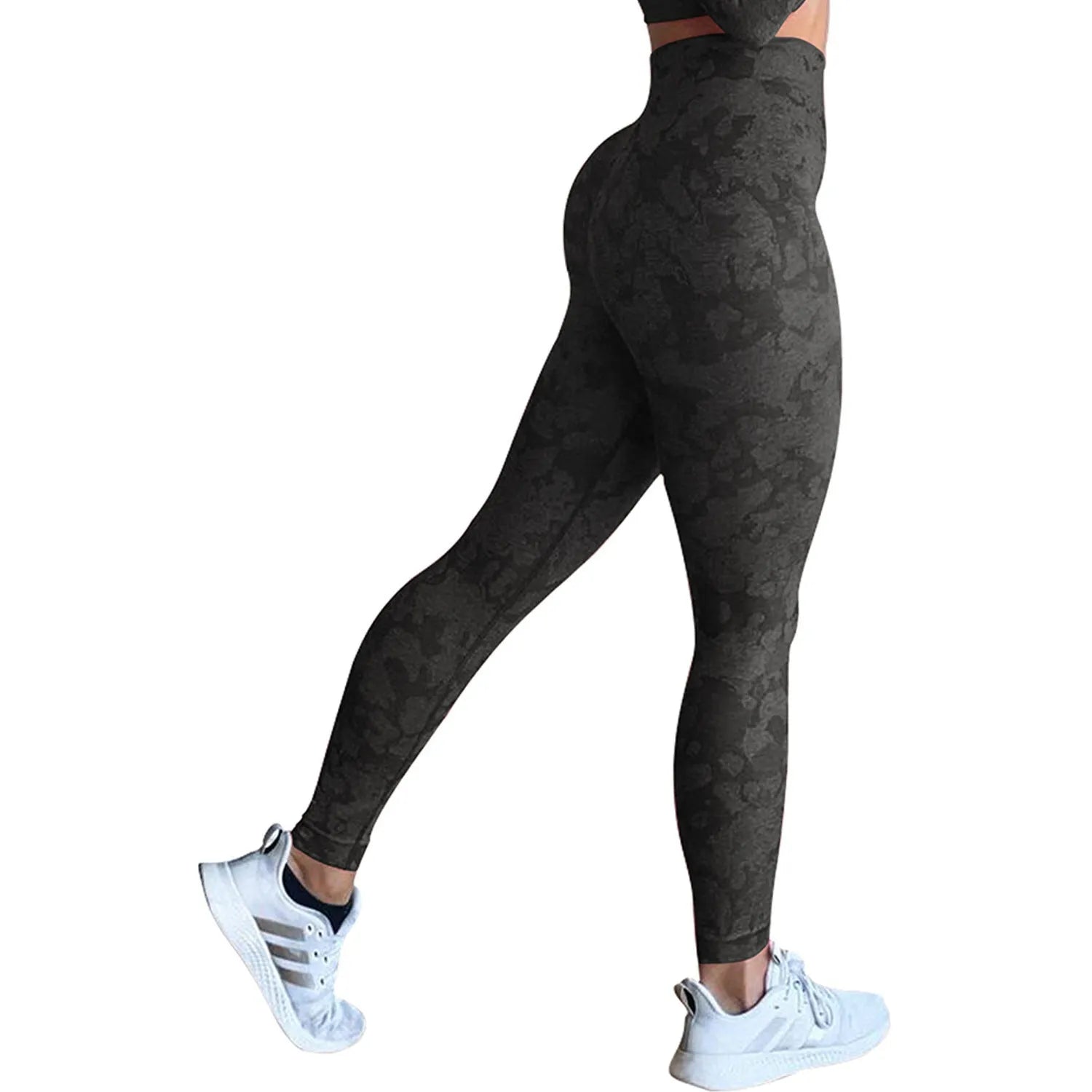 Women's push up booty leggings in leopard print and camouflage patterns for fitness activities