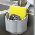 Plastic sink drain basket in dark blue colour showing 20cm length and 10cm width dimensions