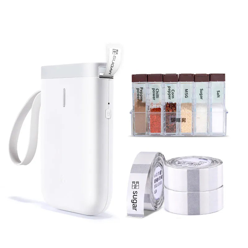 D11 Bluetooth thermal label printer with compact design and thermal paper