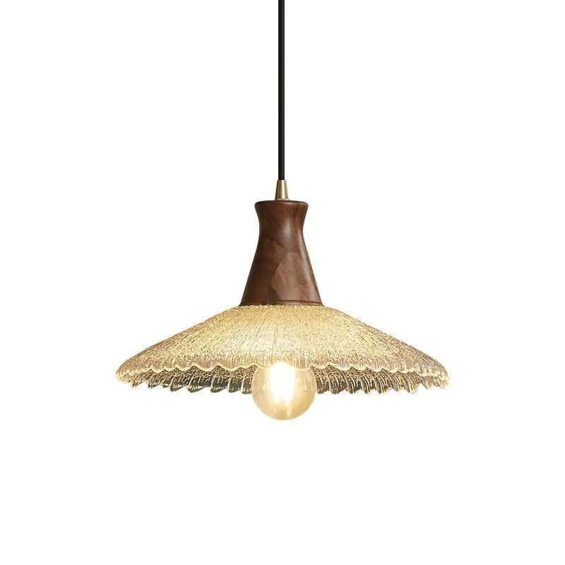 Woodcraft brass electroplated glass chandelier for restaurant cafe lighting