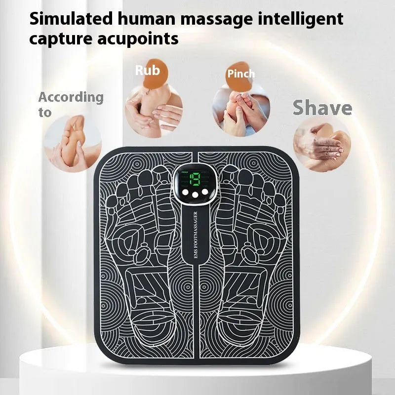 USB rechargeable reflexology foot massager mat with remote control and adjustable settings