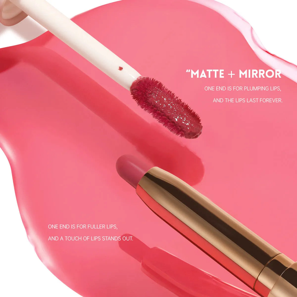 Double-headed lipstick compact with matte finish in 10 colour options