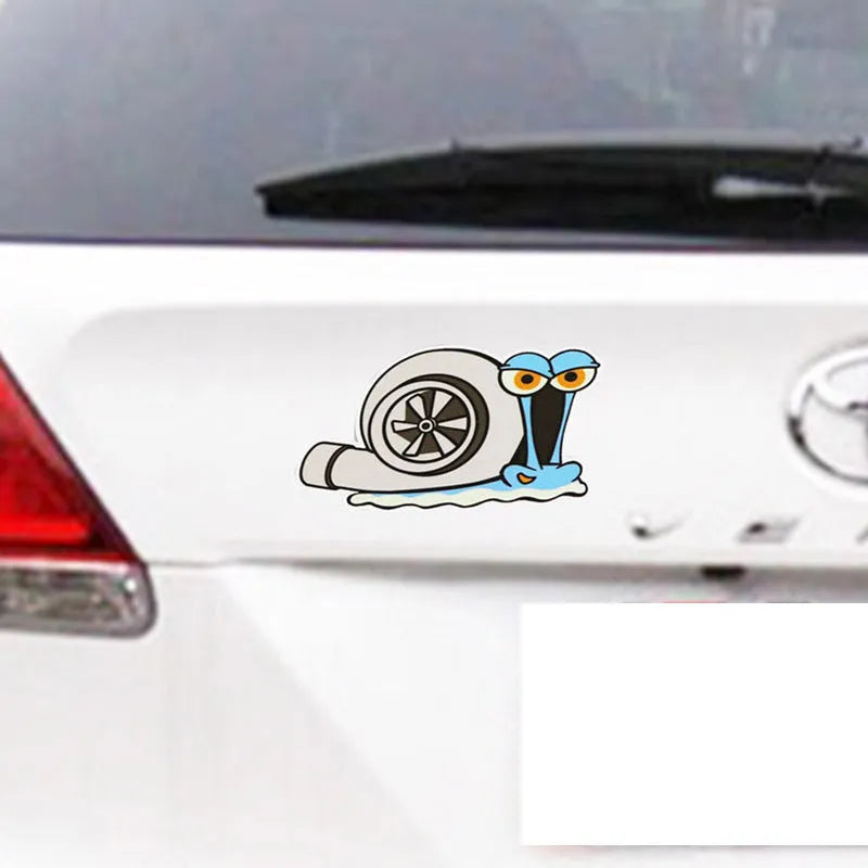 White reflective car sticker with cartoon snail design for vehicle decoration
