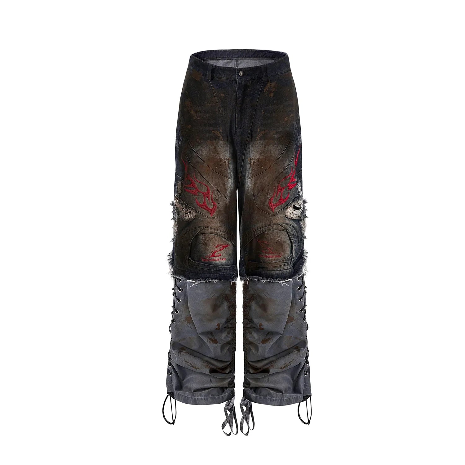 Men's retro jeans with detachable trouser legs in wide leg loose fit denim