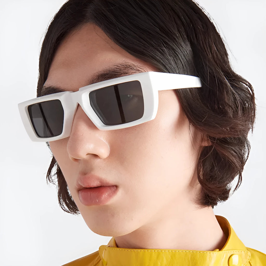 Special-shaped Y2K style sunglasses with UV400 protection in multiple frame and lens colour combinations