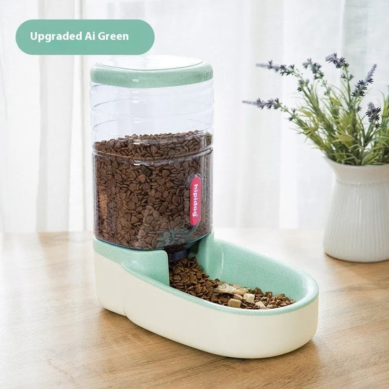 Automatic pet drinker with 3.8L capacity in blue, green, grey, or pink colour options