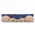 Deformable felt cat tunnel with peepholes in cement grey and orange, assembled on floor