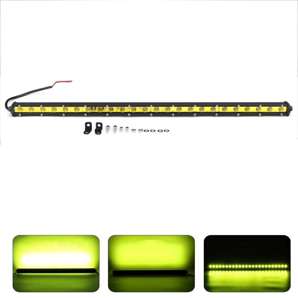 25-inch single row aluminium LED car light bar with mounting brackets