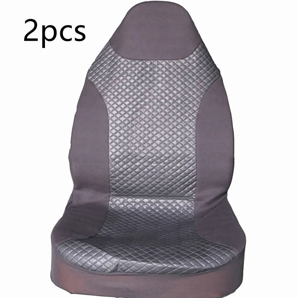 Black quilted automotive seat cover made from PU composite fabric with plastic hooks