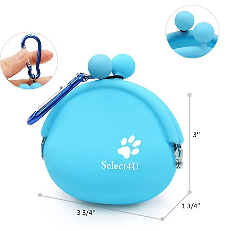 Silicone dog training treat pouch with waist clip in assorted colours