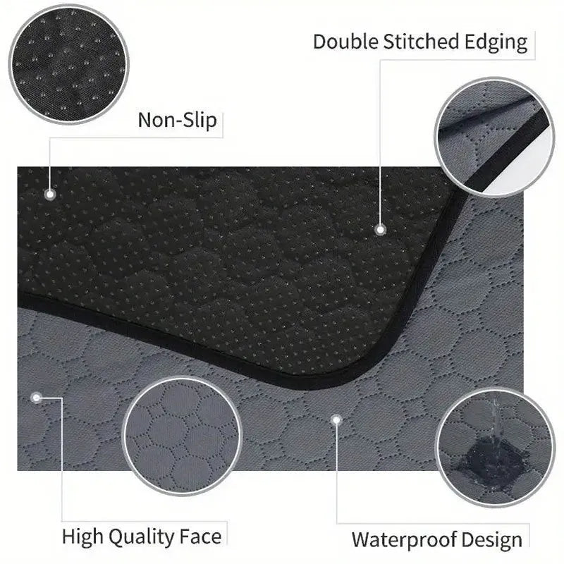 Grey and tan washable dog pee pads measuring 18x24 inches with waterproof backing
