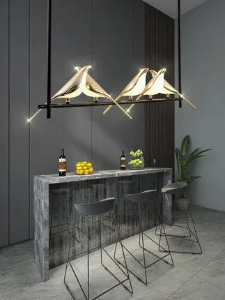 Modern aluminium alloy hall chandelier with adjustable height, shown in a neutral light setting.