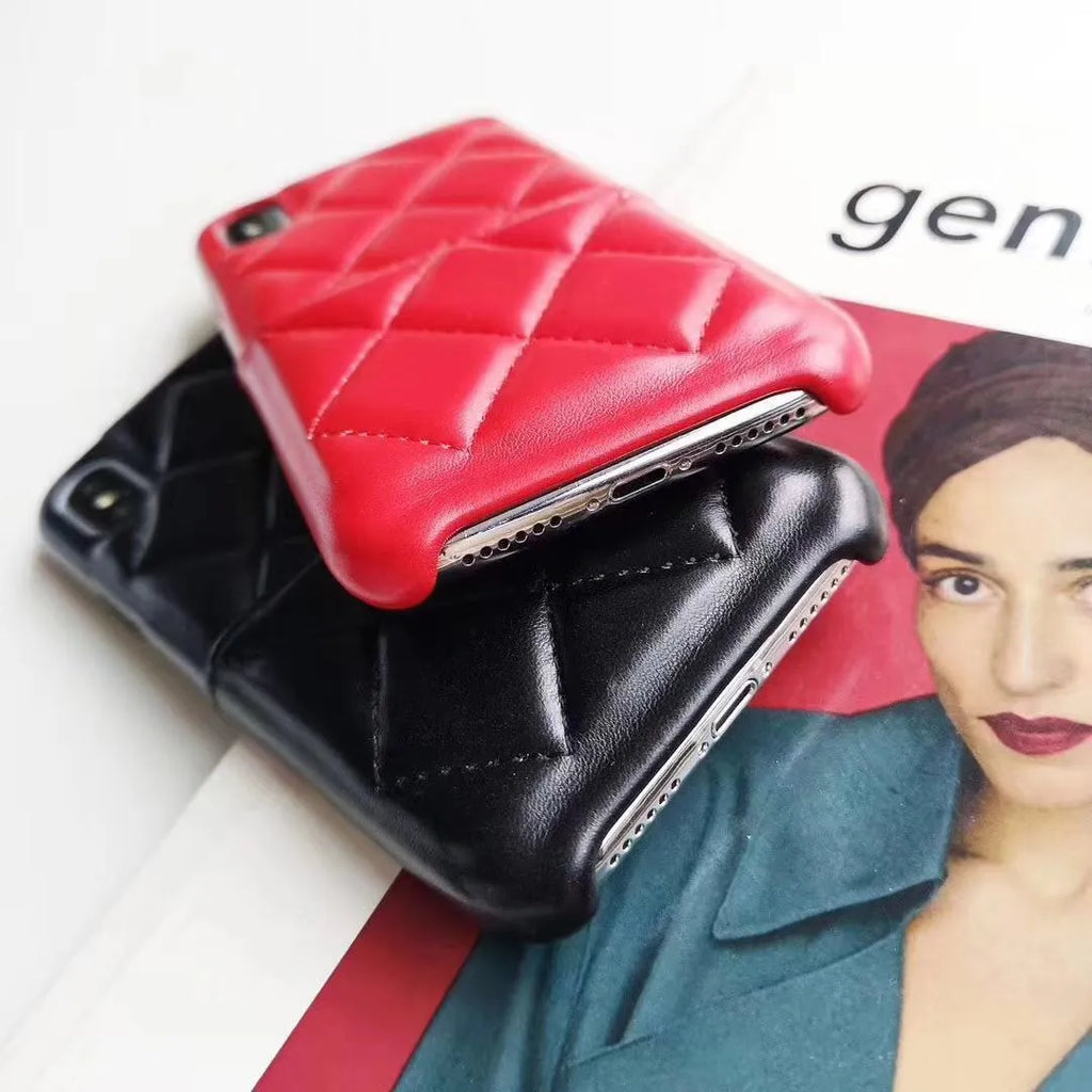 Leather mobile phone case for iPhone XS Max in black, pink and red colours