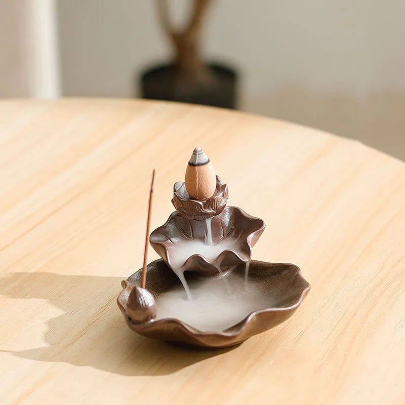 Ceramic reverse flow incense burner with Ge Kiln glazed patterns