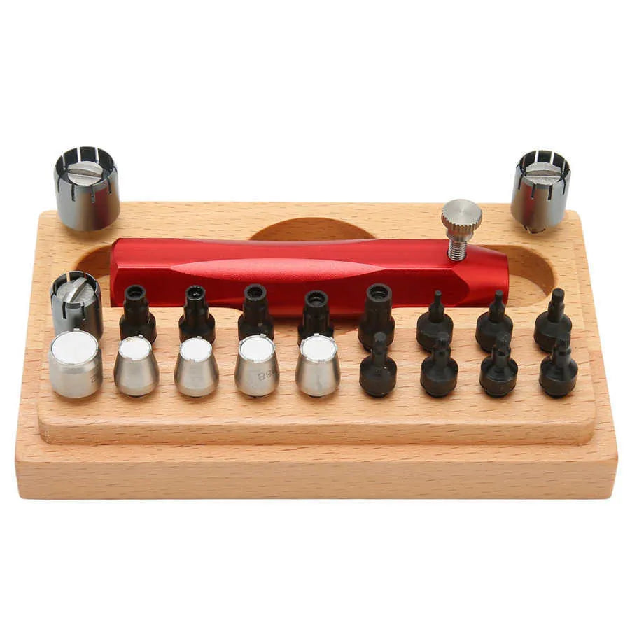 Set of 20 steel watch repair barrel opening extractor tools in a kit