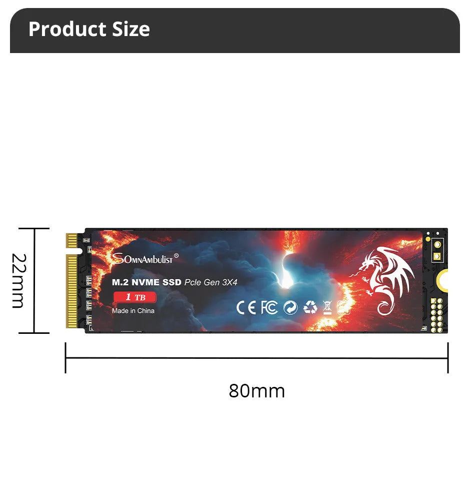 M.2 solid state drive for desktop computers with PCIe 3.0 interface
