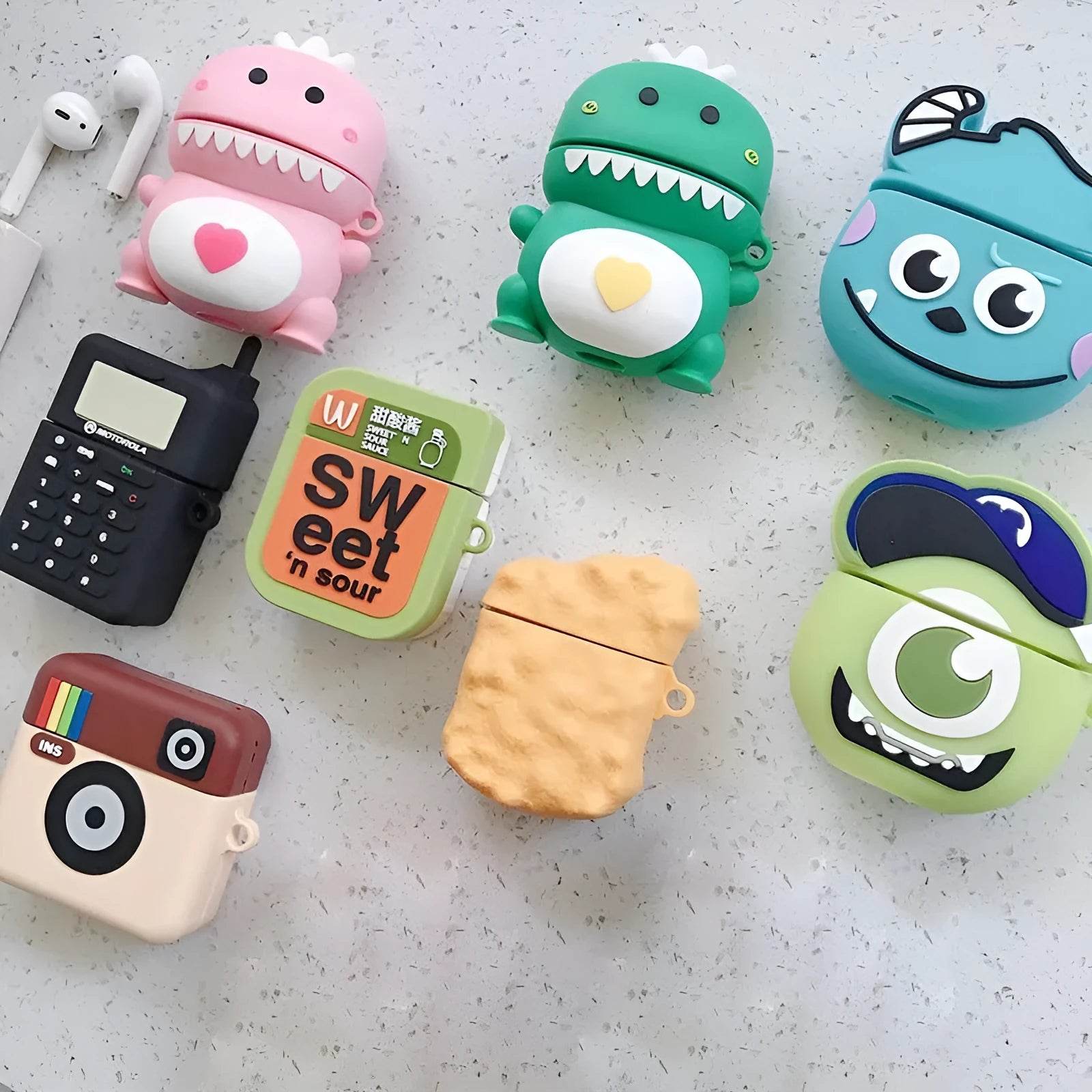AirPods protective silicone case with cartoon animal design in multiple colour options