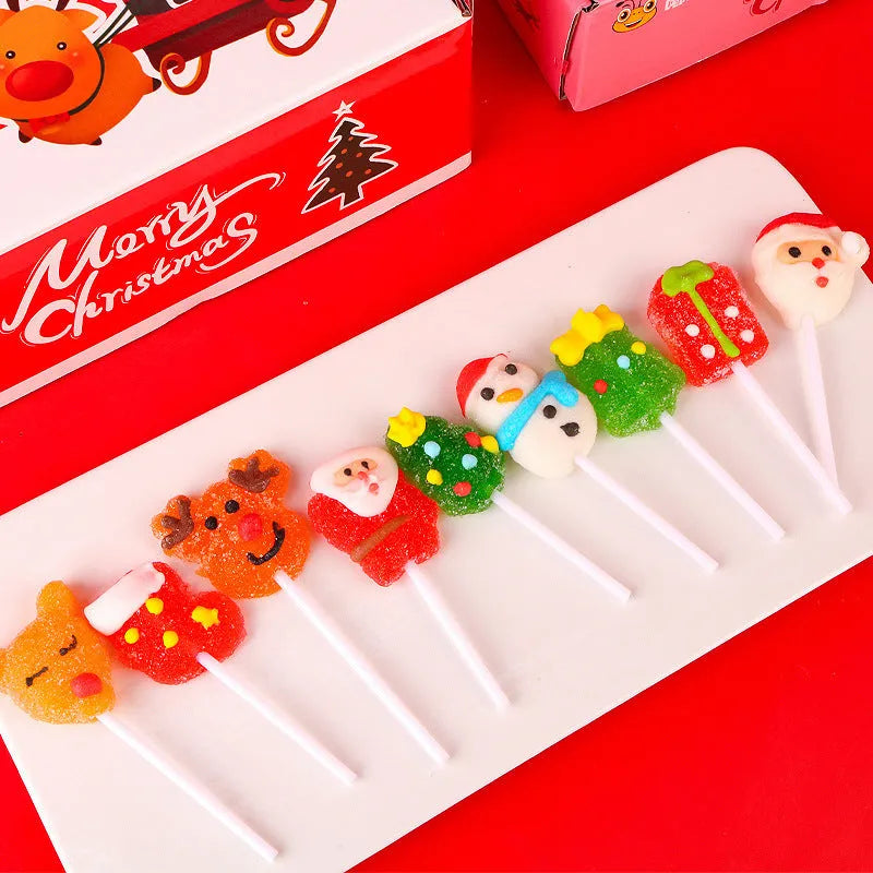 Christmas soft lollipop gift box with 18 or 30 soft candy sticks in festive packaging