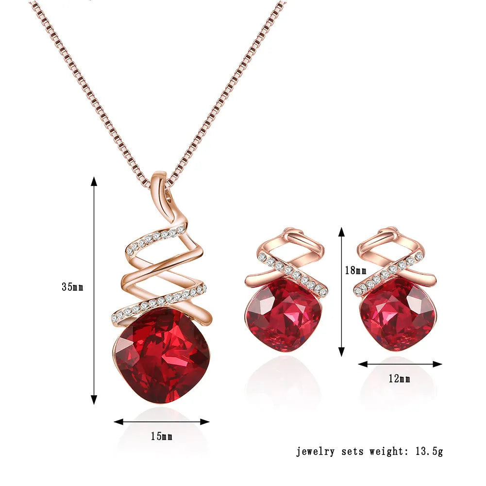 Alloy jewellery set with water wave chain necklace and matching earrings