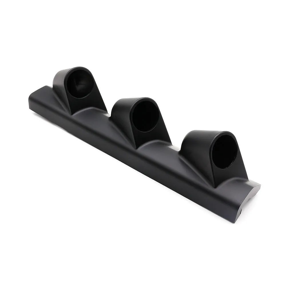 Black three-hole right drive instrument stand for 52mm car gauges on white background