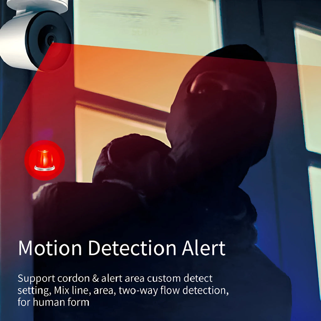 White indoor WiFi security camera with 1080p lens on a swivelling base for PTZ movement.