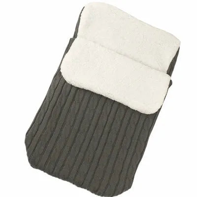 Envelope-style baby stroller sleeping bag in beige with lamb cashmere lining and cotton wool filling
