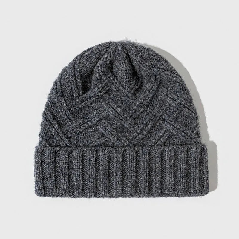 Women's wool knitted dome crown hat in ivory white, suitable for autumn and winter wear