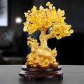 Citrine resin turtle money tree Feng Shui ornament measuring 18x11x23cm
