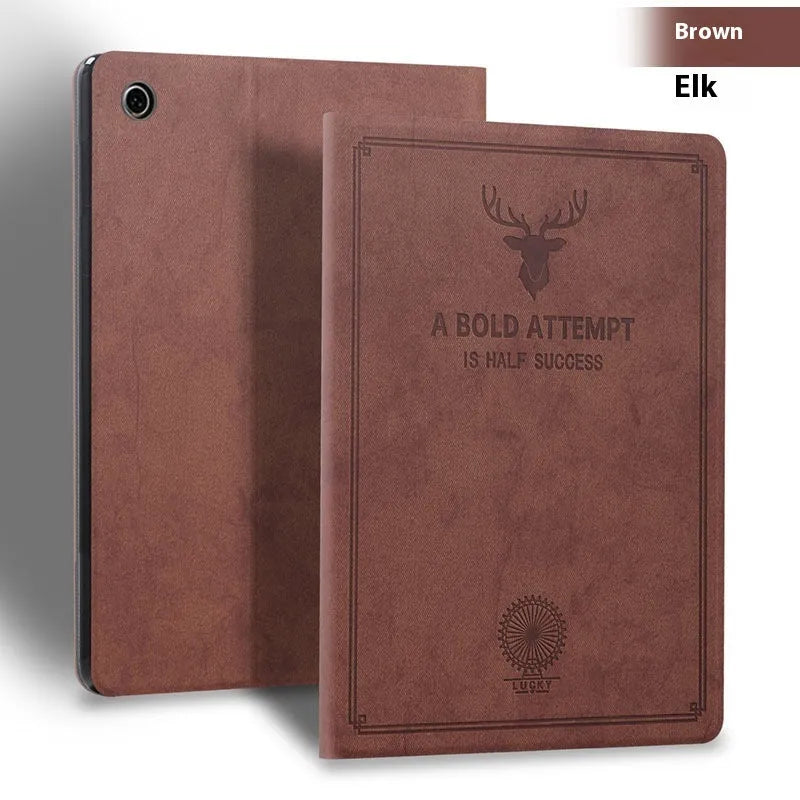 TPU leather iPad protective case with Deer design in clamshell style