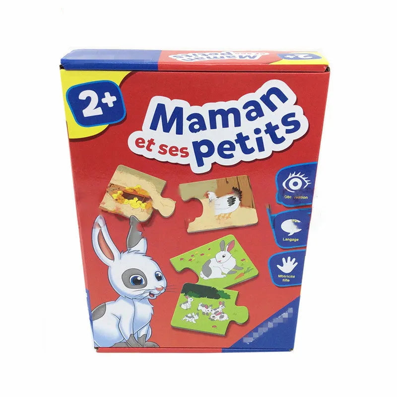 French language puzzle toy with 12 pairs of picture-word matching cards for children