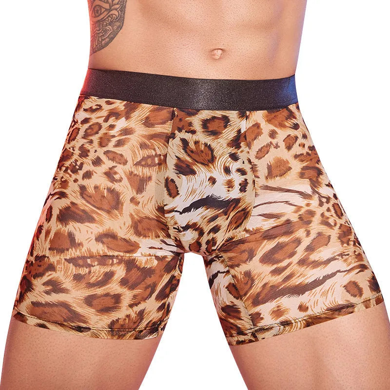 Men's leopard print boxer shorts with free size nylon construction