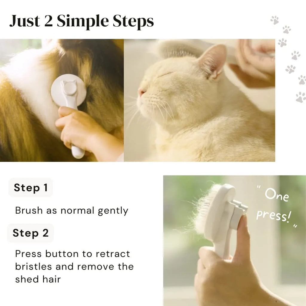 Blue self-cleaning slicker brush for dog and cat grooming with stainless steel pins
