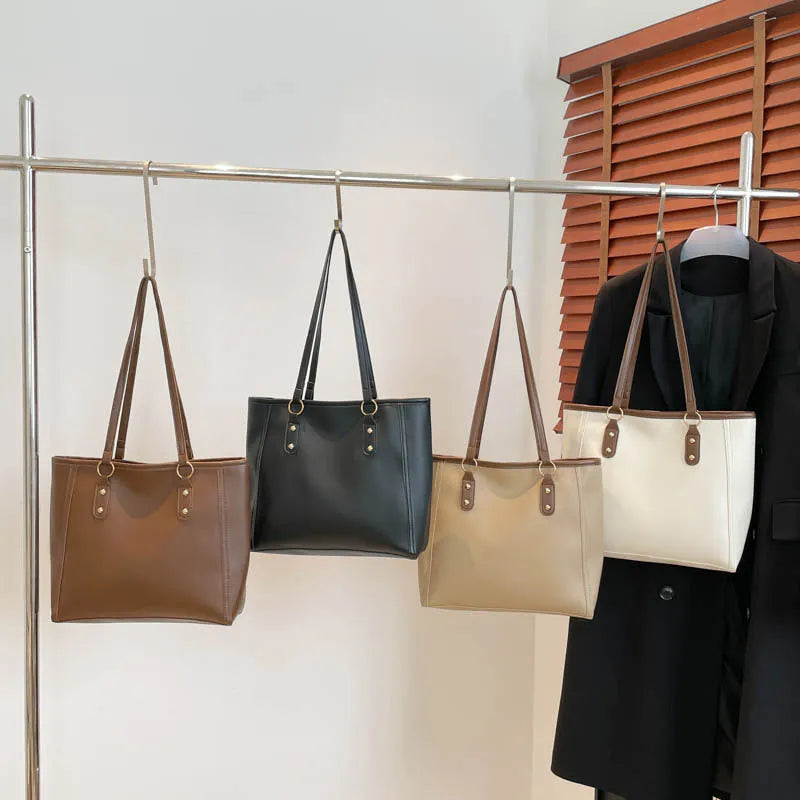 Korean style square shoulder underarm crossbody bag in PU leather, showing sandwich pocket detail.