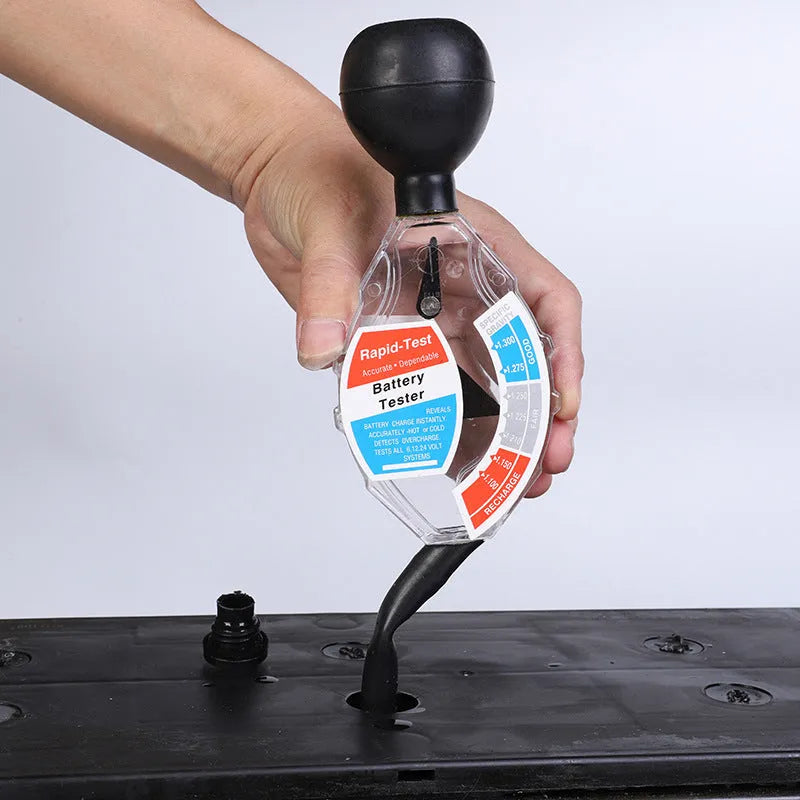 Suction electrolyte hydrometer instrument for testing lead acid battery fluid density