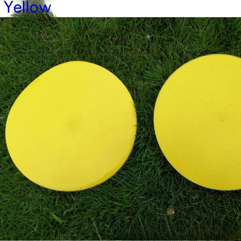 Soft yellow TPE football landmark pad, a flat 23cm disc for field sports target marking.