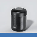 Compact black wireless Bluetooth speaker measuring 72mm by 99mm with 30W output power