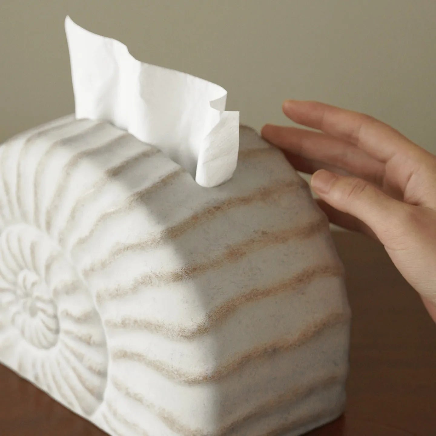 Conch ramble coloured resin decorative tissue box with modern simplicity design