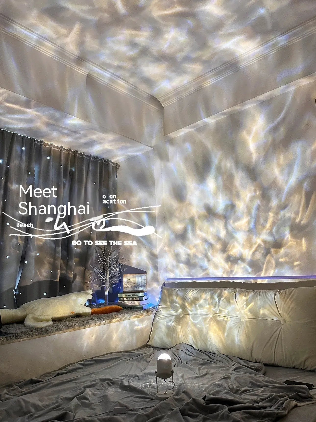 Dynamic water ripple ambience table lamp in ceiling or desktop style with metal construction