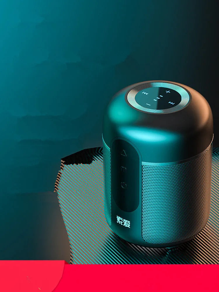 Compact black wireless Bluetooth speaker measuring 72mm by 99mm with 30W output power