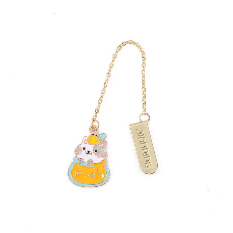 Jane Lime Foodie cute pet cat metal pendant bookmark in choice of four cartoon designs.