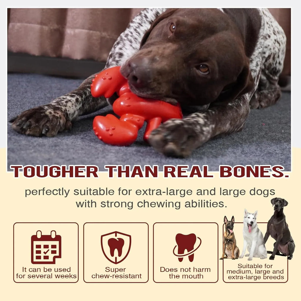 Red nylon dog chew toy for aggressive chewers measuring 170mm long