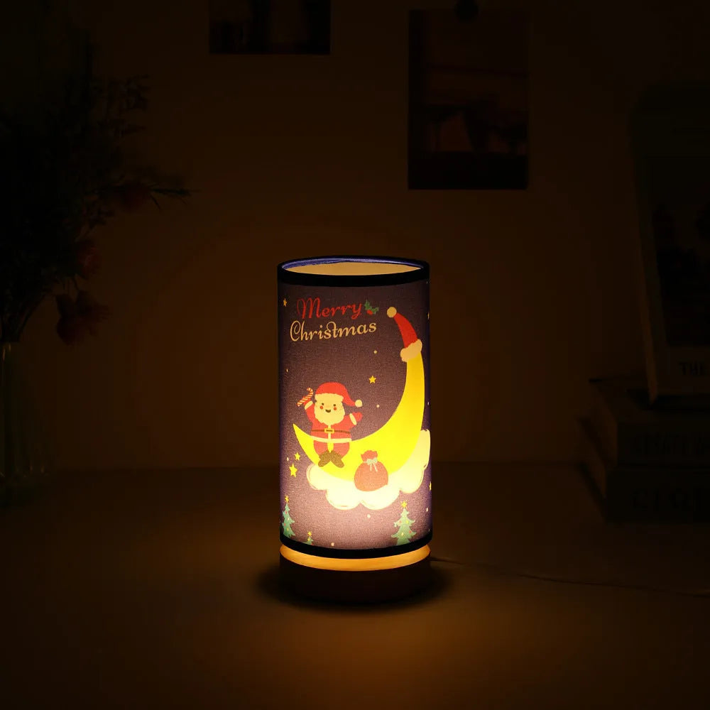 Moon Santa Claus LED night light with bamboo lamp holder and USB plug