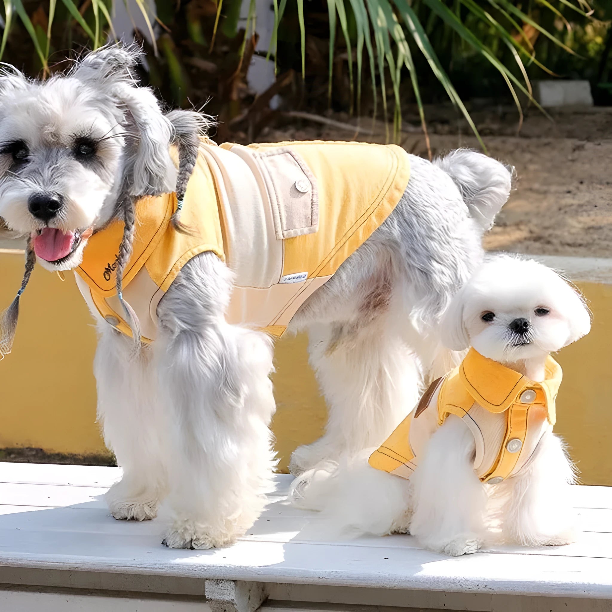 Yellow casual cotton blend dog clothes for small breeds like Bichon Frise and Yorkshire Terrier