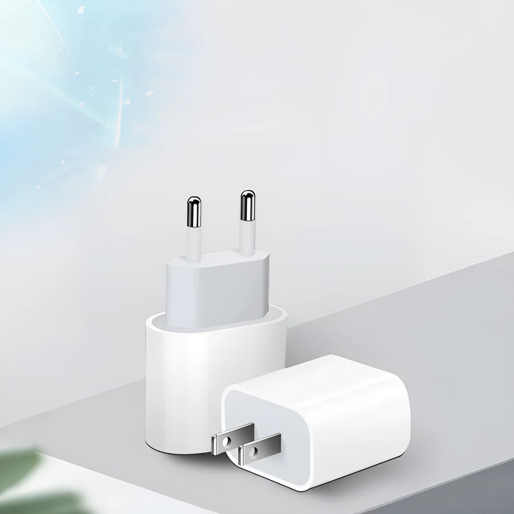 PD20W mobile phone charger with USB port in American or European colour variant